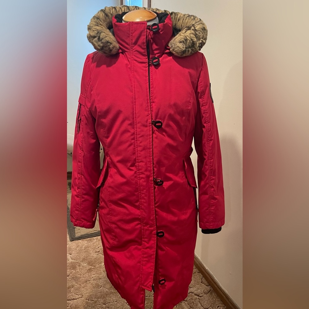 Women's Bold Red  winter jacket.